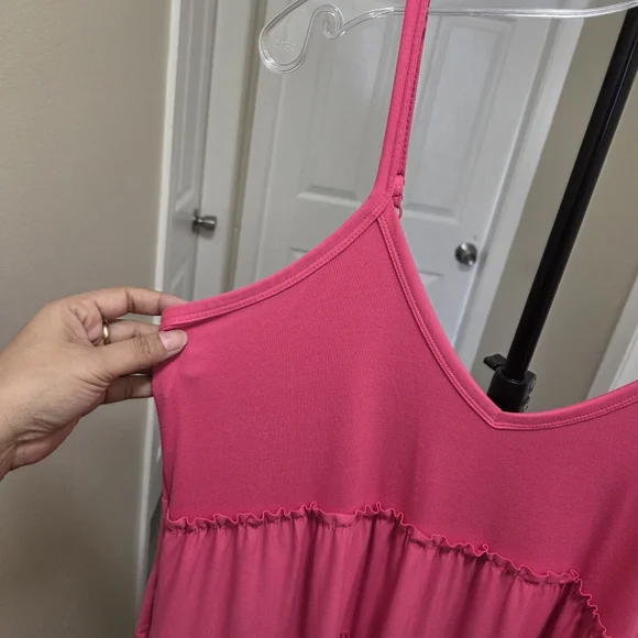 Zenana Hot Pink Tiered Maxi Dress Boho Flowy Sleeveless Spaghetti Strap Summer - Picture 3 of 9
